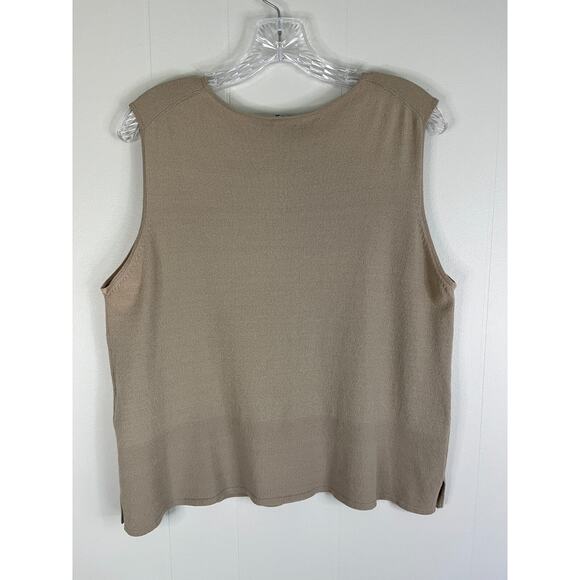 Eileen Fisher Knit Tank Top Large Stretchy Sand Beige Quiet Luxury Minimalist - Picture 7 of 15